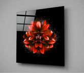 Red Lotus Glass Wall Art