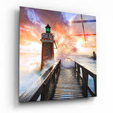 Lighthouse Glass Wall Art | Insigne Art Design