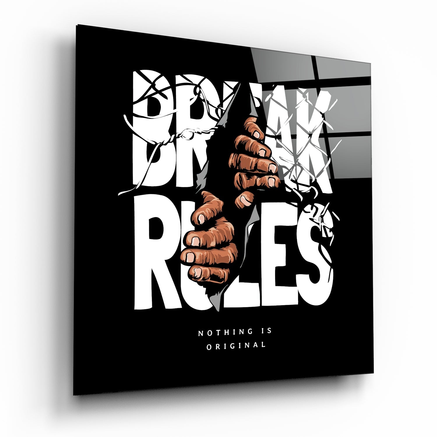 Rule Breaker Glass Wall Art | Insigne Art Design