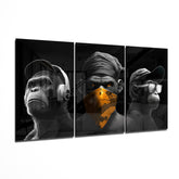 3 Wise Monkeys Mega Glass Wall Art