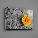 Yellow Rose Glass Wall Art.