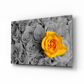 Yellow Rose Glass Wall Art.