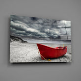 Red Kayak Glass Wall Art.