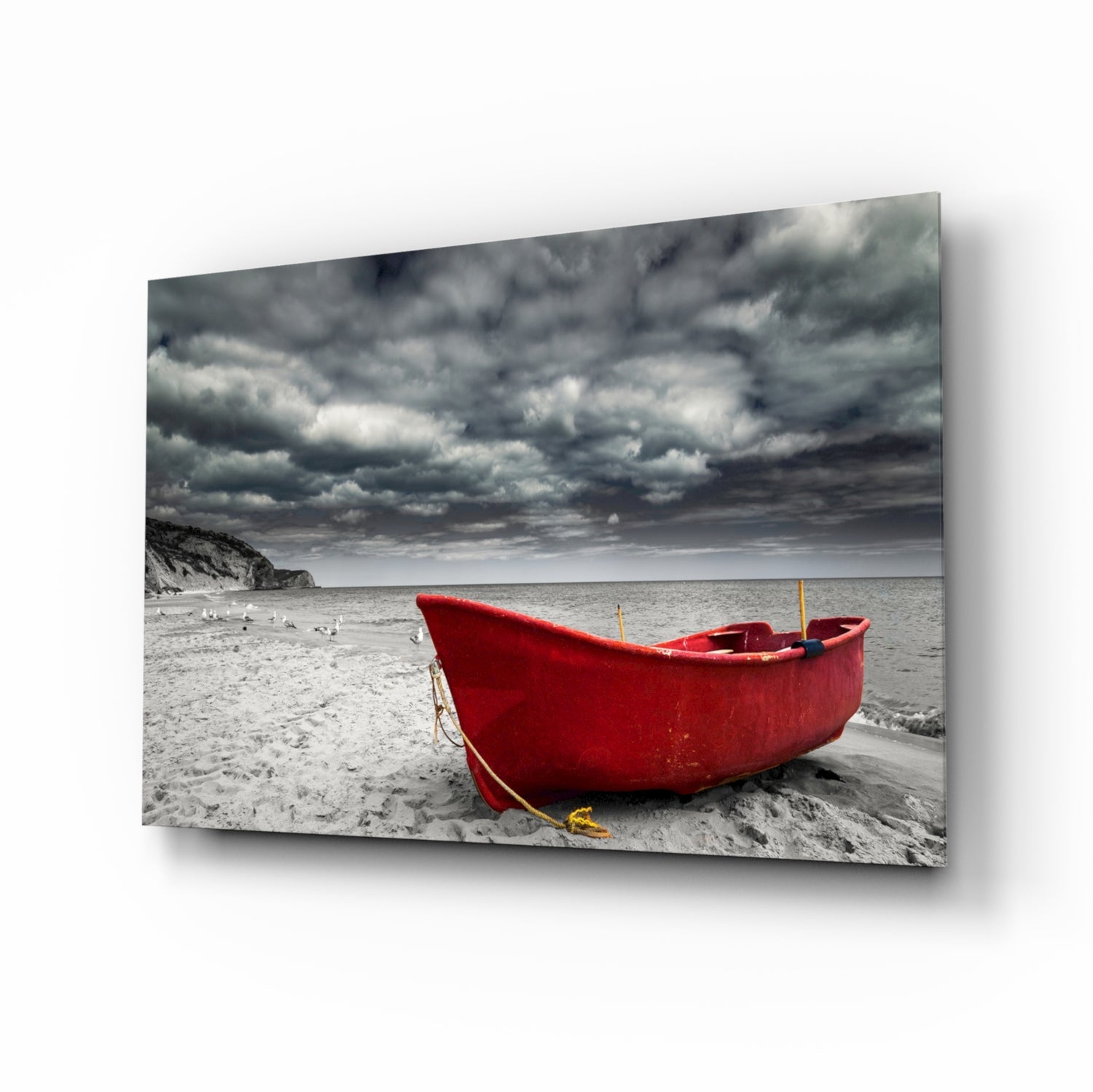 Red Kayak Glass Wall Art.