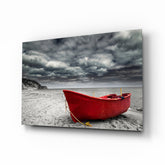 Red Kayak Glass Wall Art.
