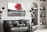 Red Tree Glass Wall Art.