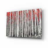 Red Forest Glass Wall Art.