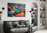 Colorful Umbrellas Glass Wall Art.