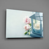 Candle & Rose Glass Wall Art.