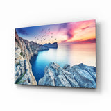 Red Sunset Glass Wall Art.