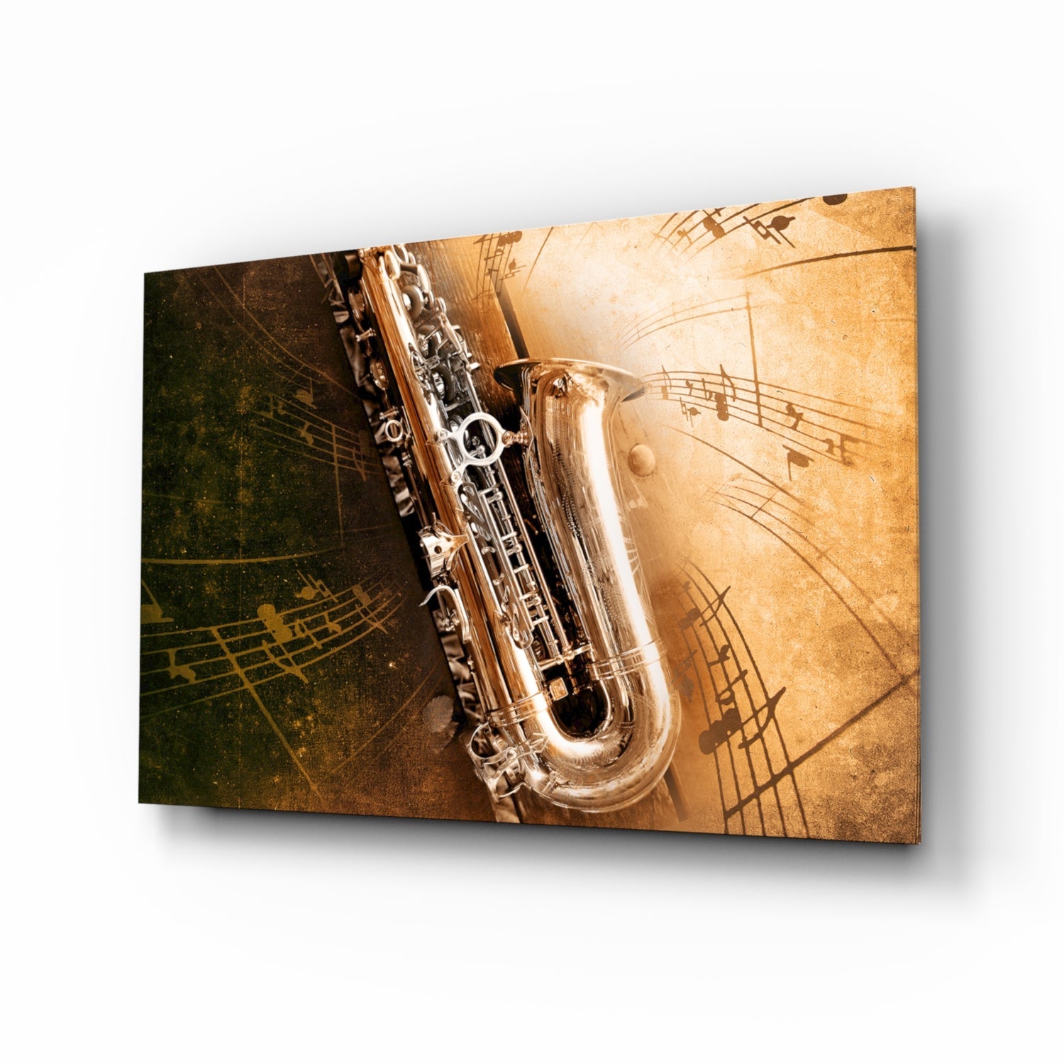 Music (Saxophone) Glass Wall Art.