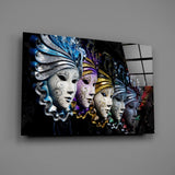 Venetian Carnival Masks Glass Wall Art.