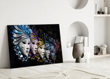 Venetian Carnival Masks Glass Wall Art.