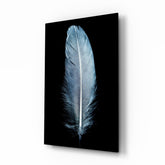 Blue Feather Glass Wall Art.