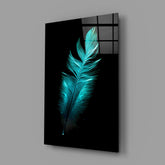 Green Feather Glass Wall Art.