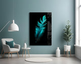 Green Feather Glass Wall Art.