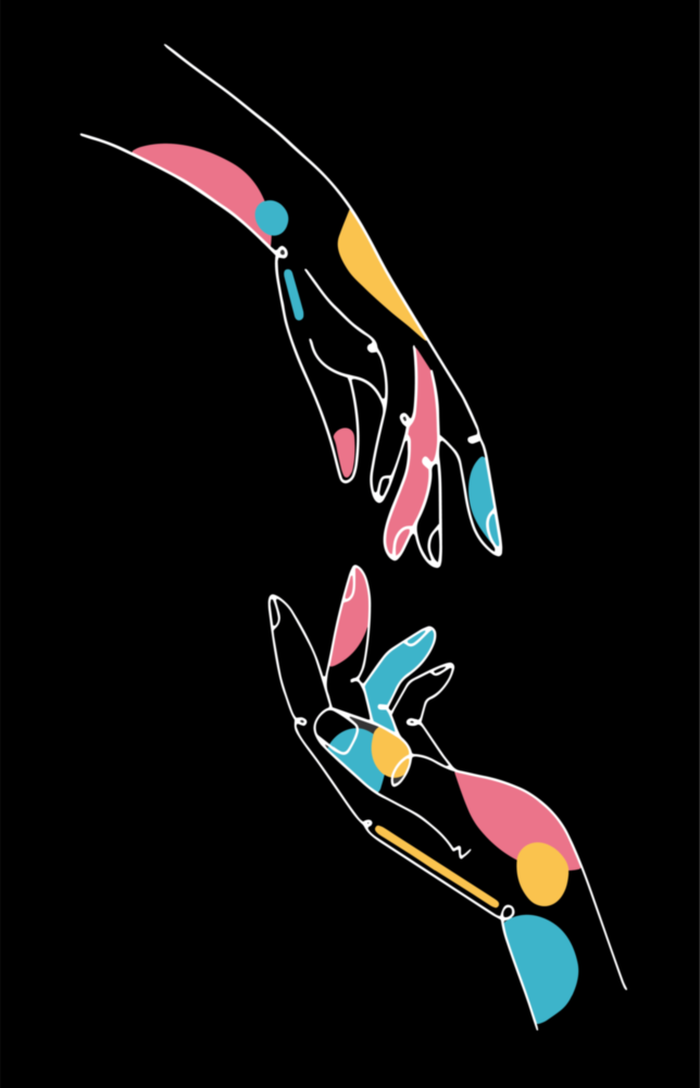 Abstract Colorful Hands Glass Wall Art