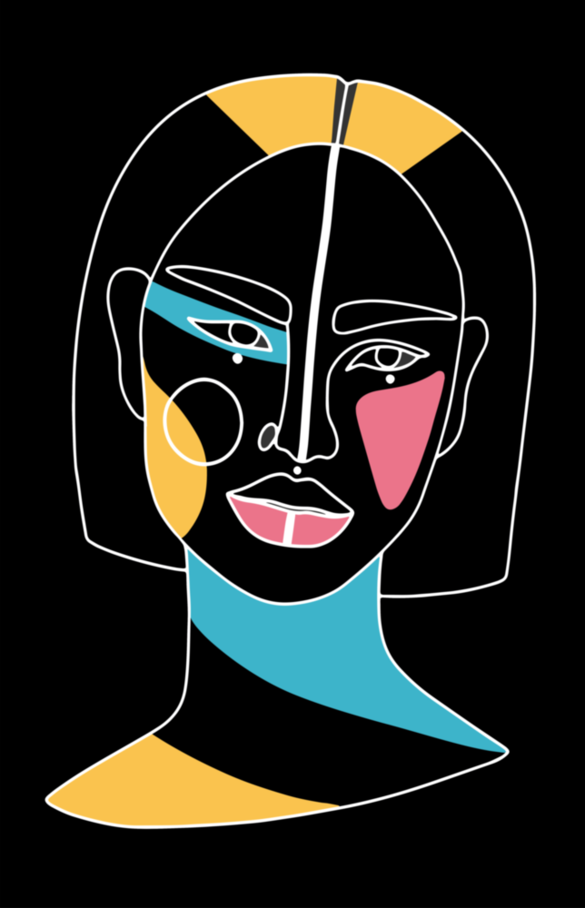 Abstract Colorful Portrait Glass Wall Art