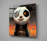 Panda Cup Glass Wall Art || Designer Collection | Insigne Art Design