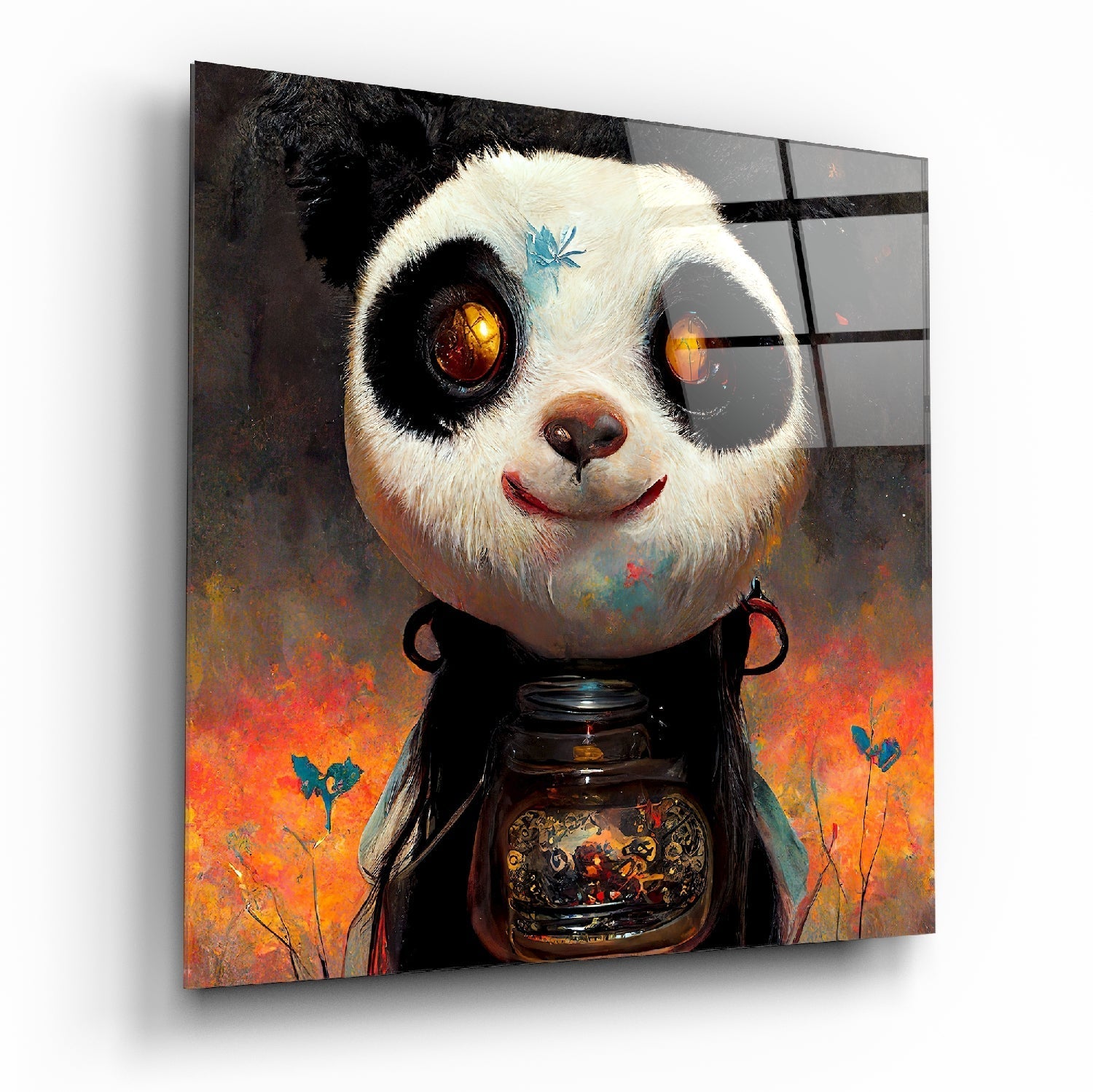 Panda Cup Glass Wall Art || Designer Collection | Insigne Art Design