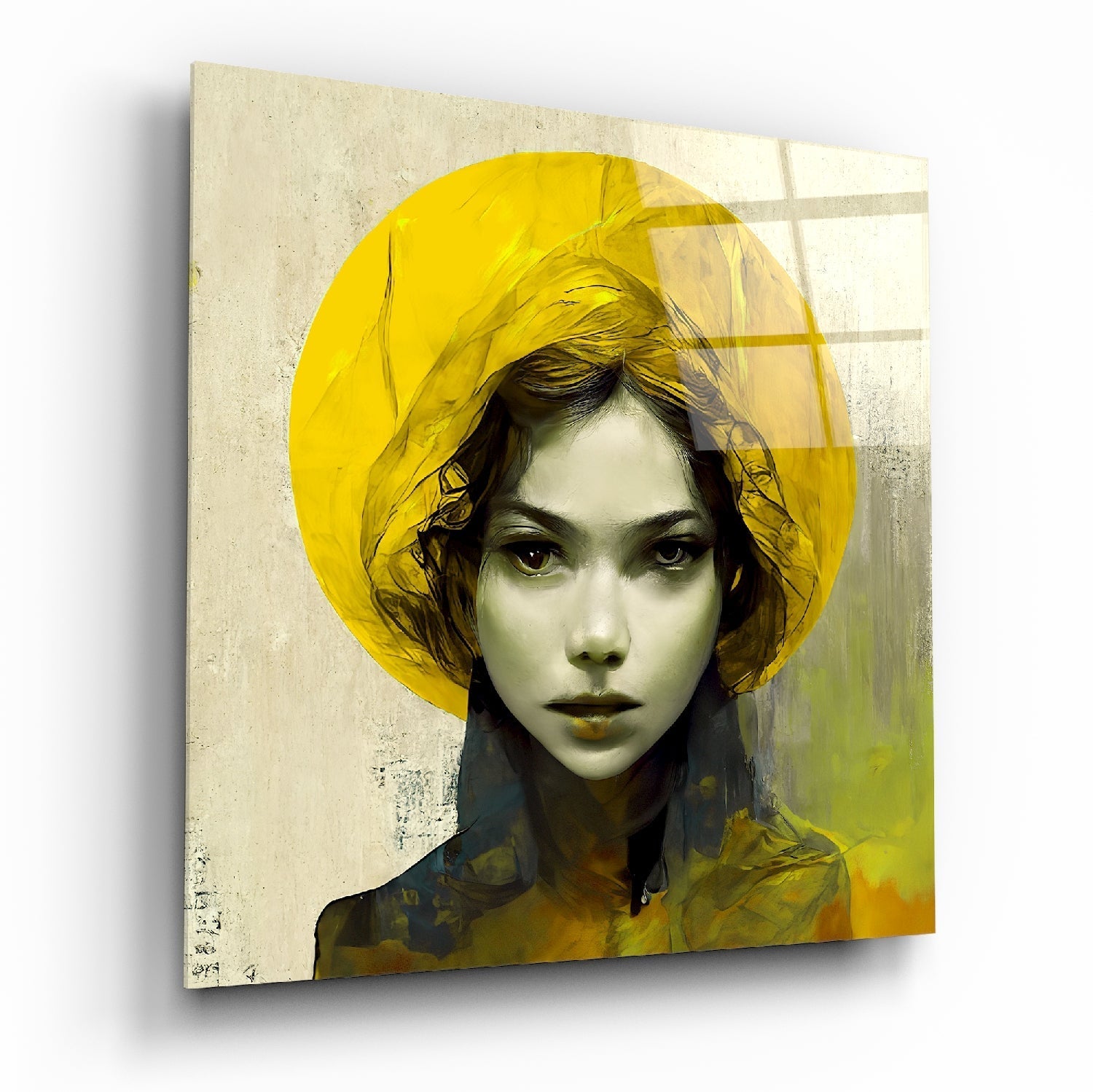 Yellow Hat Glass Wall Art || Designer Collection | Insigne Art Design