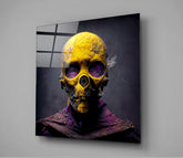 Yellow Mask Glass Wall Art || Designer Collection | Insigne Art Design