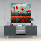 Poppy Glass Wall Art || Designer Collection | Insigne Art Design