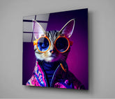 Curious Cat Glass Wall Art || Designers Collection | Insigne Art Design