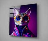 Curious Cat Glass Wall Art || Designers Collection | Insigne Art Design