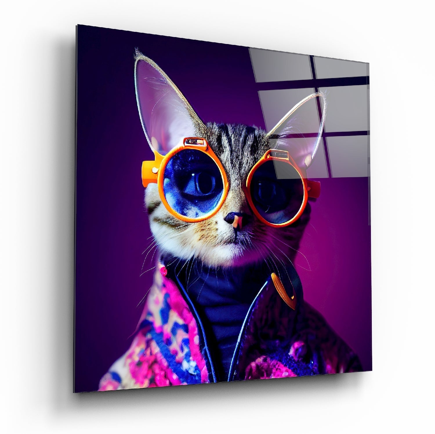 Curious Cat Glass Wall Art || Designers Collection | Insigne Art Design