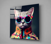 The Coolest Cat Glass Wall Art || Designer Collection | Insigne Art Design