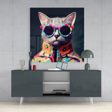 The Coolest Cat Glass Wall Art || Designer Collection | Insigne Art Design