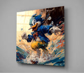 Surfing Duck Glass Wall Art || Designer Collection | Insigne Art Design