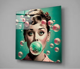 Audrey Hepburn Glass Wall Art || Designers Collection | Insigne Art Design