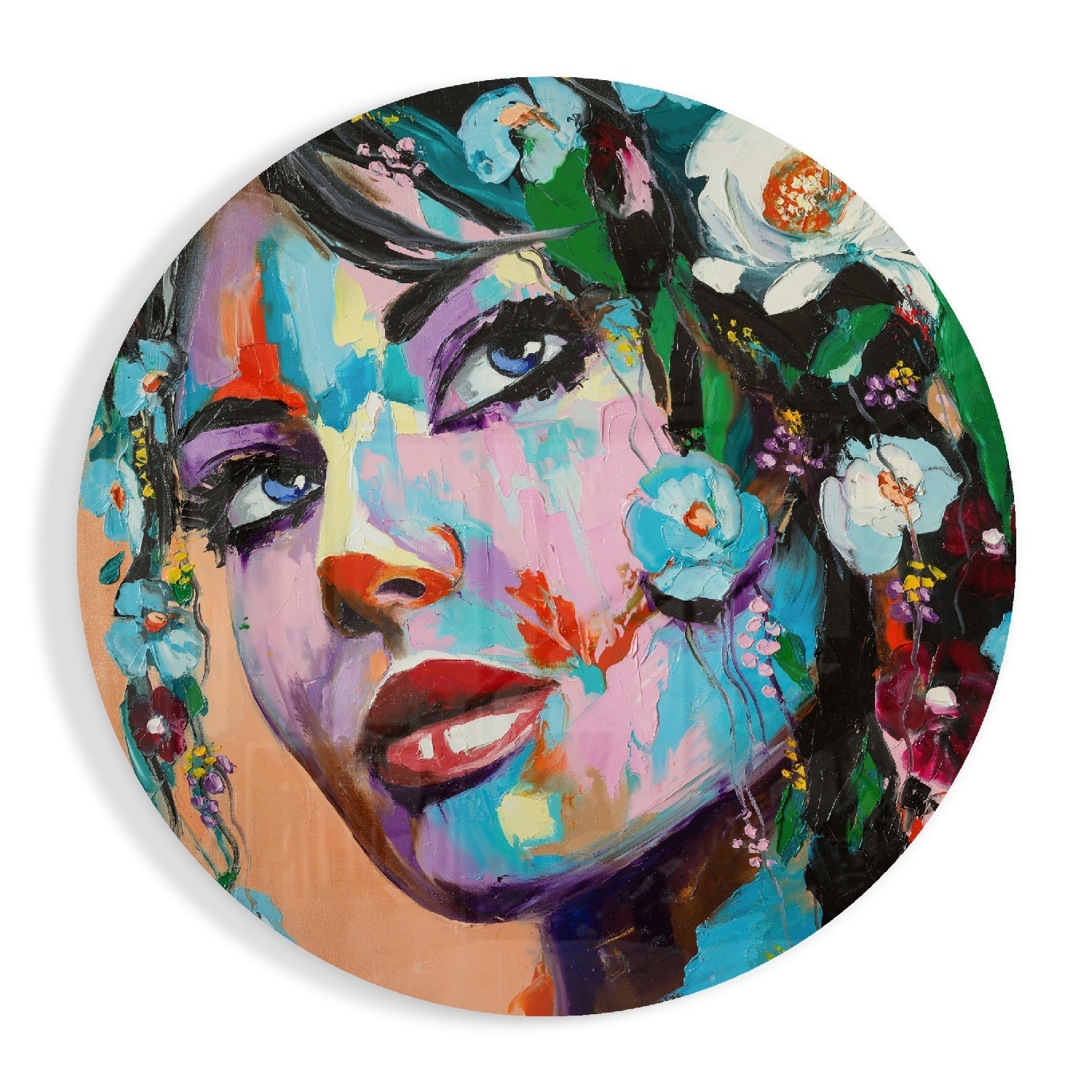 Floral Woman Glass Wall Art