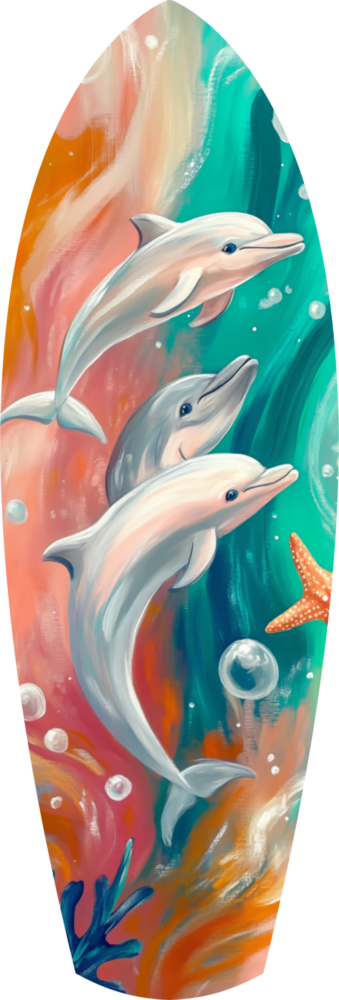 Dolphin Family Glass Wall Art