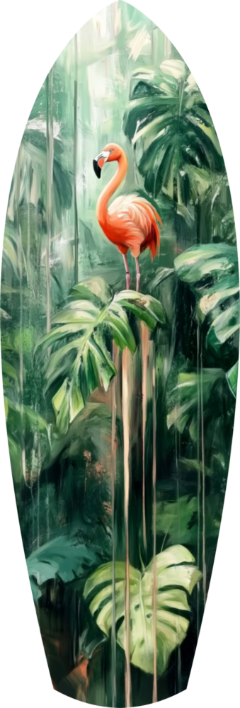 Tropical Flamingo Haven Glass Wall Art