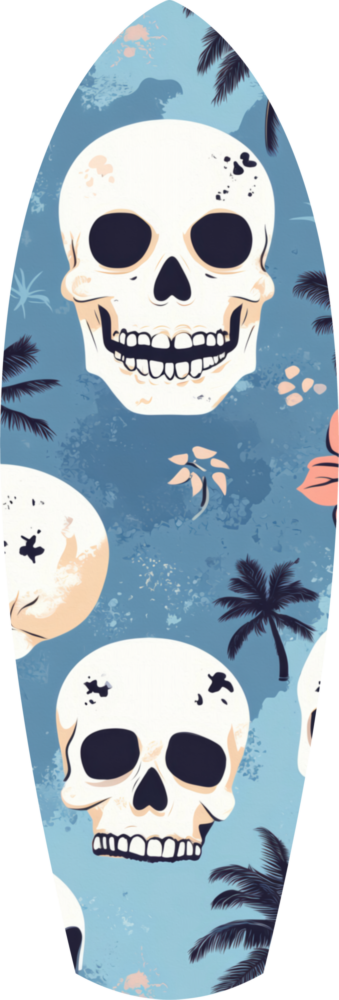 Surf Skull California Dreams Glass Wall Art