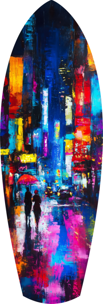 Under the City Glow A Love in the Rain Glass Wall Art