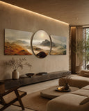 Misty Golden Mountain Valley 3 Piece Glass Wall Art
