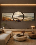 Misty Golden Mountain Valley 3 Piece Glass Wall Art