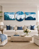 Crashing Blue Ocean Wave 3 Piece Glass Wall Art