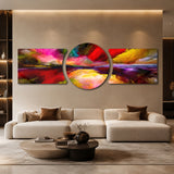 Vivid Painted Horizon Color Storm 3 Piece Glass Wall Art
