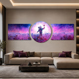 Astronaut and Butterfly Pink Dream 3 Piece Glass Wall Art