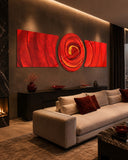 Crimson Swirl Vortex 3 Piece Glass Wall Art