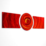 Crimson Swirl Vortex 3 Piece Glass Wall Art