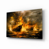 Navy in Flames Glass Wall Art || Designer Collection