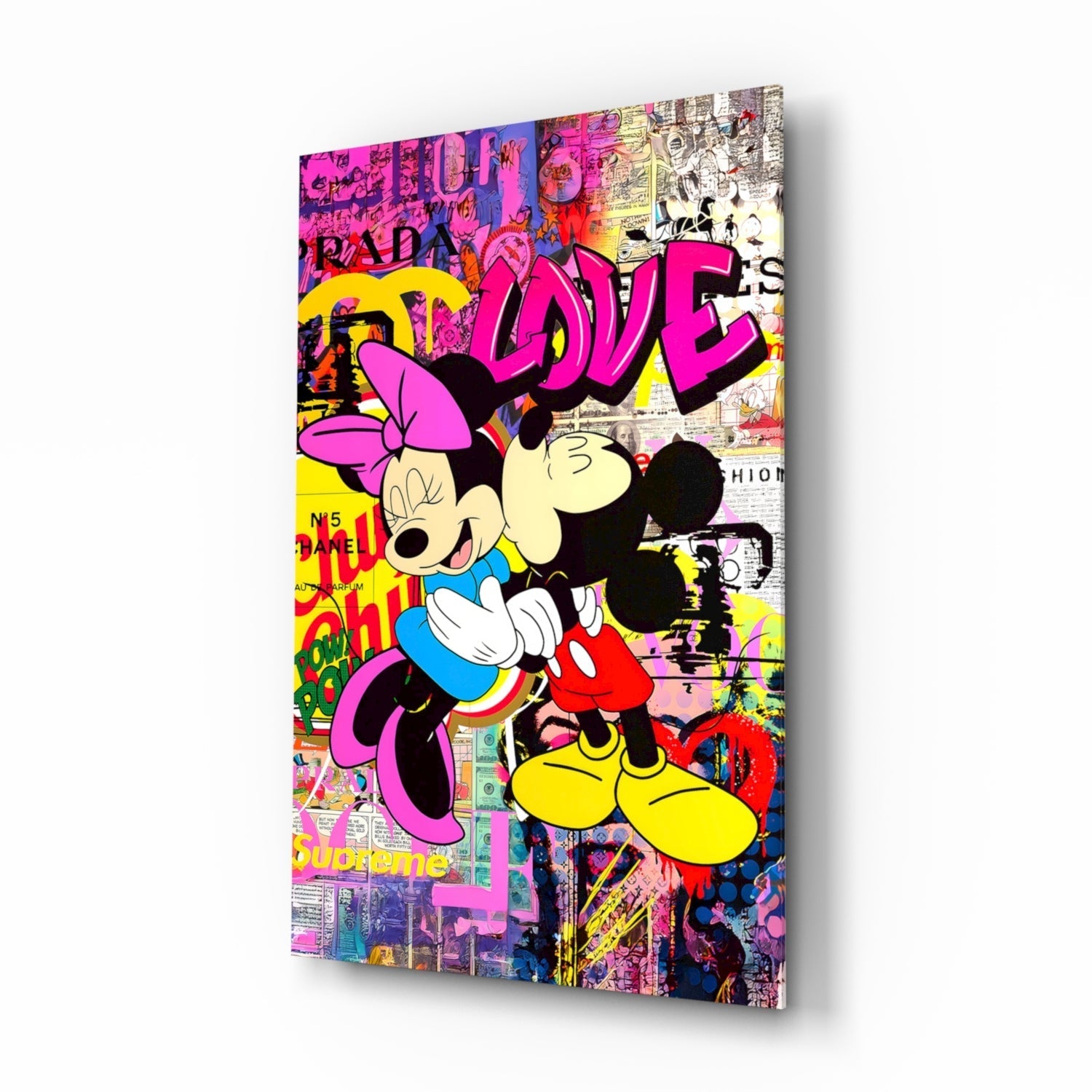 Mickey and Minnie: The Color of Love Glass Wall Art || Designer Collection