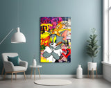 Tom and Jerry: Street Art Glass Wall Art || Designer Collection