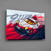 The Rhythm of the Track: Porsche 911 RSR Glass Wall Art || Designer Collection